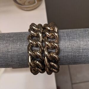 Vintage Express double thick link goldtone bracelet 8"